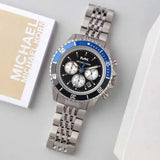  Shop Authentic Michael Kors Bayville Chronograph Black Dial Silver Steel Strap Watch For Men - MK8749 - Luxxuri