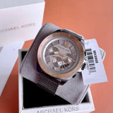  Shop Authentic Michael Kors Brecken Chronograph Grey Dial Silver Mesh Strap Watch For Men - MK8868 - Luxxuri