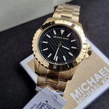  Shop Authentic Michael Kors Everest Three-Hand Black Dial Gold Steel Strap Watch For Men - MK9078 - Luxxuri