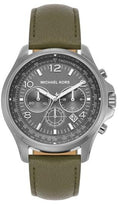 Michael Kors Pilot Chronograph Grey Dial Grey Leather Strap Watch for Men - MK9129