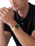  Shop Authentic Michael Kors Blake Quartz Black Dial Gold Steel Strap Watch for Men - MK9136 - Luxxuri