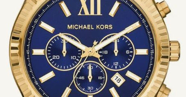  Shop Authentic Michael Kors Lexington Chronograph Blue Dial Gold Steel Strap Watch for Men - MK9153 - Luxxuri