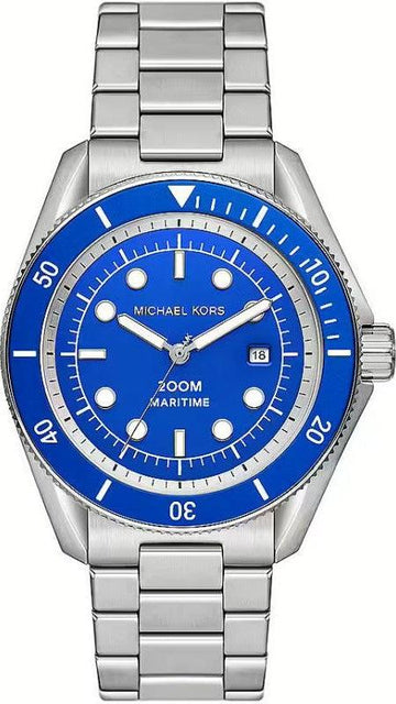  Shop Authentic Michael Kors Maritime Three-Hand Blue Dial Silver Steel Strap Watch for Men - MK9160 - Luxxuri