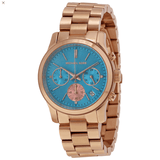  Shop Authentic Michael Kors Runway Chronograph Turquoise Dial Rose Gold Steel Strap Watch For Women - MK6164 - Luxxuri
