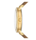  Shop Authentic Michael Kors Quartz Gold Dial Brown Leather Strap Watch For Women - MKO1026 - Luxxuri