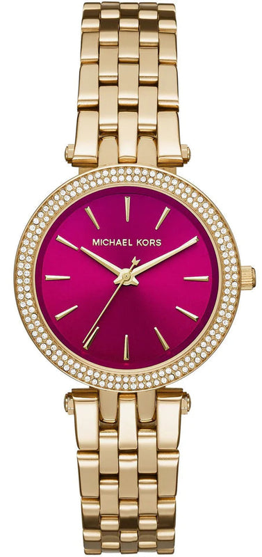  Shop Authentic Michael Kors Darci Quartz Mother of Pearl Red Dial Gold Steel Strap Watch For Women - MK3583 - Luxxuri