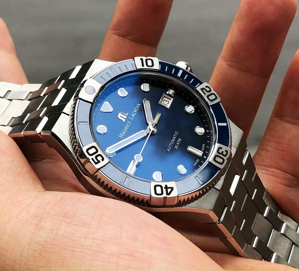  Shop Authentic Maurice Lacroix Aikon Venturer Blue Dial Silver Steel Strap Watch for Men - AI6058-SS002-430-1 - Luxxuri