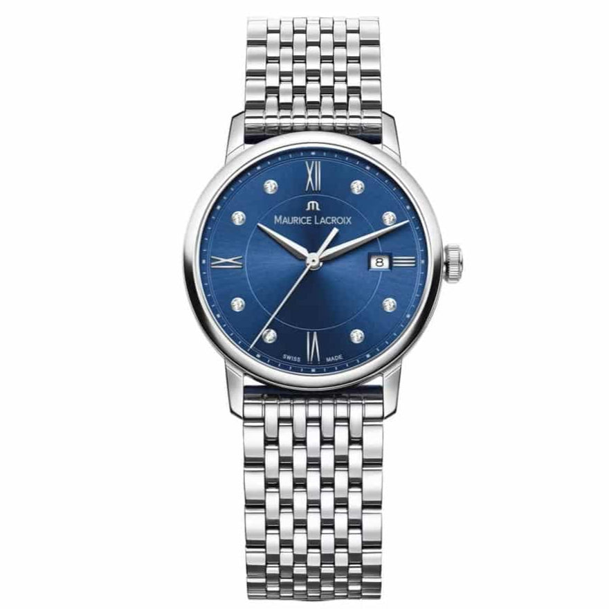  Shop Authentic Maurice Lacroix Eliros Diamonds Blue Dial Silver Steel Strap Watch For Women - EL1094-SS002-450-1 - Luxxuri