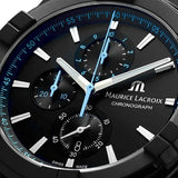  Shop Authentic Maurice Lacroix Aikon Chronograph Limited Edition Black Dial Black Leather Strap Watch for Men - AI1018-PVB01-337-1 - Luxxuri