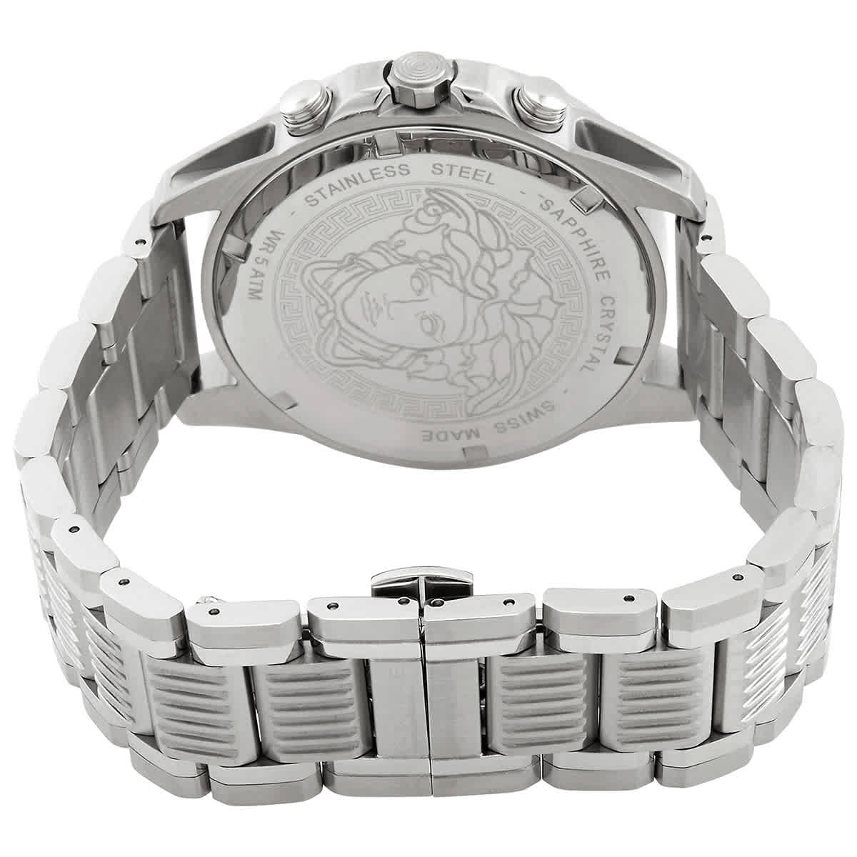  Shop Authentic Versace Greca Action Chronograph Quartz Green Dial Silver Steel Strap Watch for Men - VE3J00422 - Luxxuri