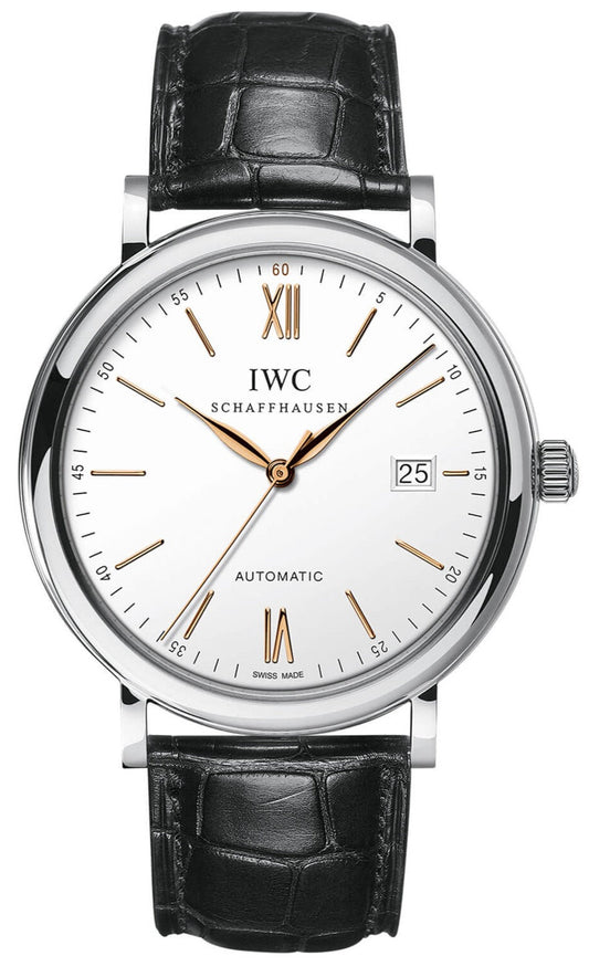  Shop Authentic IWC Portofino Automatic White Dial Black Leather Strap Watch for Men - IW356517 - Luxxuri