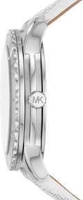 Michael Kors Runway Three Hand White Dial White Leather Strap Watch For Women - MK6998