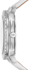 Michael Kors Runway Three Hand White Dial White Leather Strap Watch For Women - MK6998