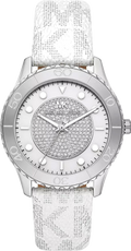 Michael Kors Runway Three Hand White Dial White Leather Strap Watch For Women - MK6998