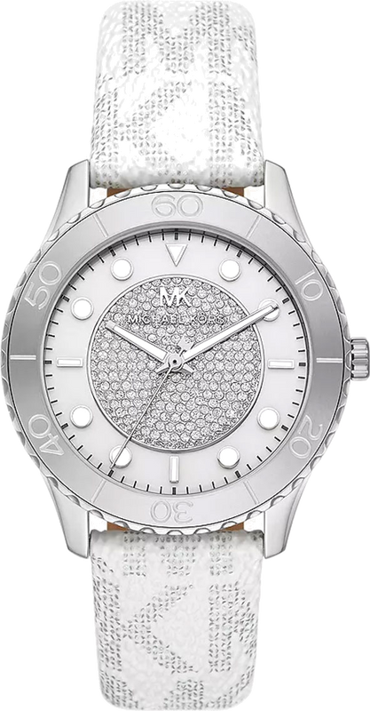  Shop Authentic Michael Kors Runway Three Hand White Dial White Leather Strap Watch For Women - MK6998 - Luxxuri