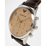  Shop Authentic Emporio Armani Classic Chronograph Cream Dial Brown Leather Strap Watch For Men - AR1878 - Luxxuri