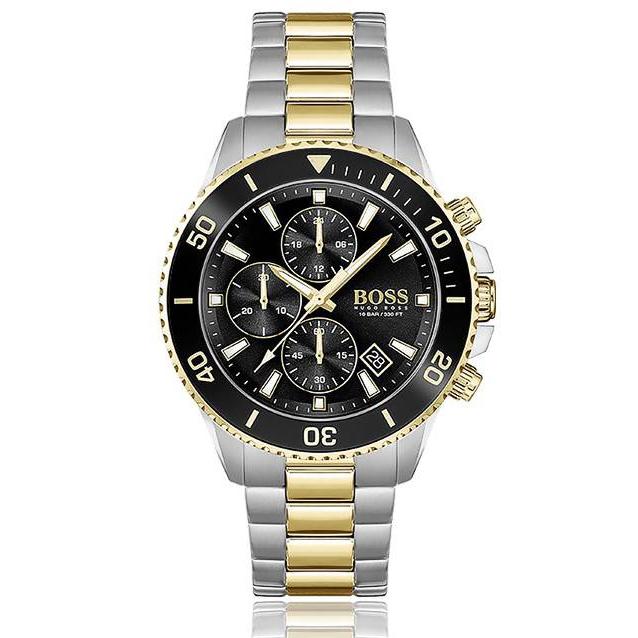  Shop Authentic Hugo Boss Admiral Black Dial Two Tone Steel Strap Watch for Men - 1513908 - Luxxuri