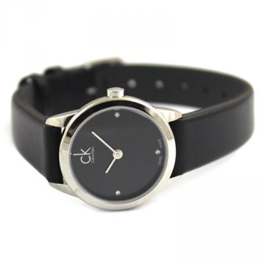  Shop Authentic Calvin Klein Minimal Black Dial Black Leather Strap Watch for Women - K3M231CS - Luxxuri
