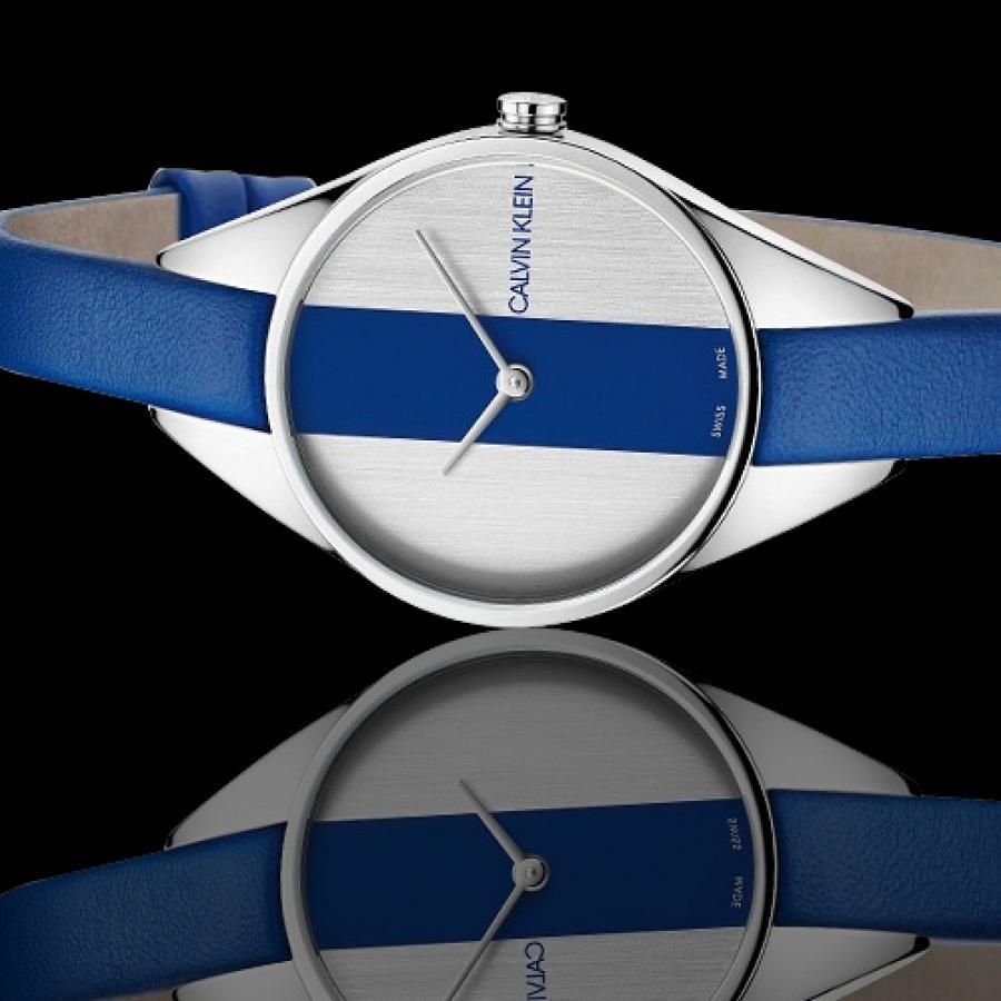  Shop Authentic Calvin Klein Rebel Blue Silver Dial Blue Leather Strap Watch for Women - K8P231V6 - Luxxuri