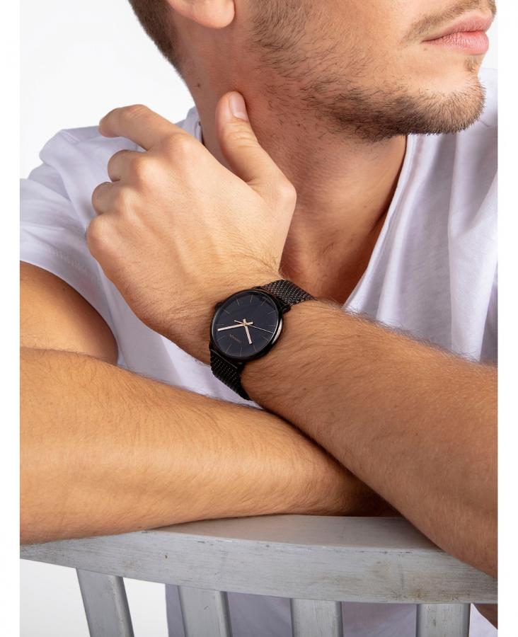  Shop Authentic Calvin Klein High Noon Quartz Black Dial Black Mesh Bracelet Watch for Men - K8M21421 - Luxxuri