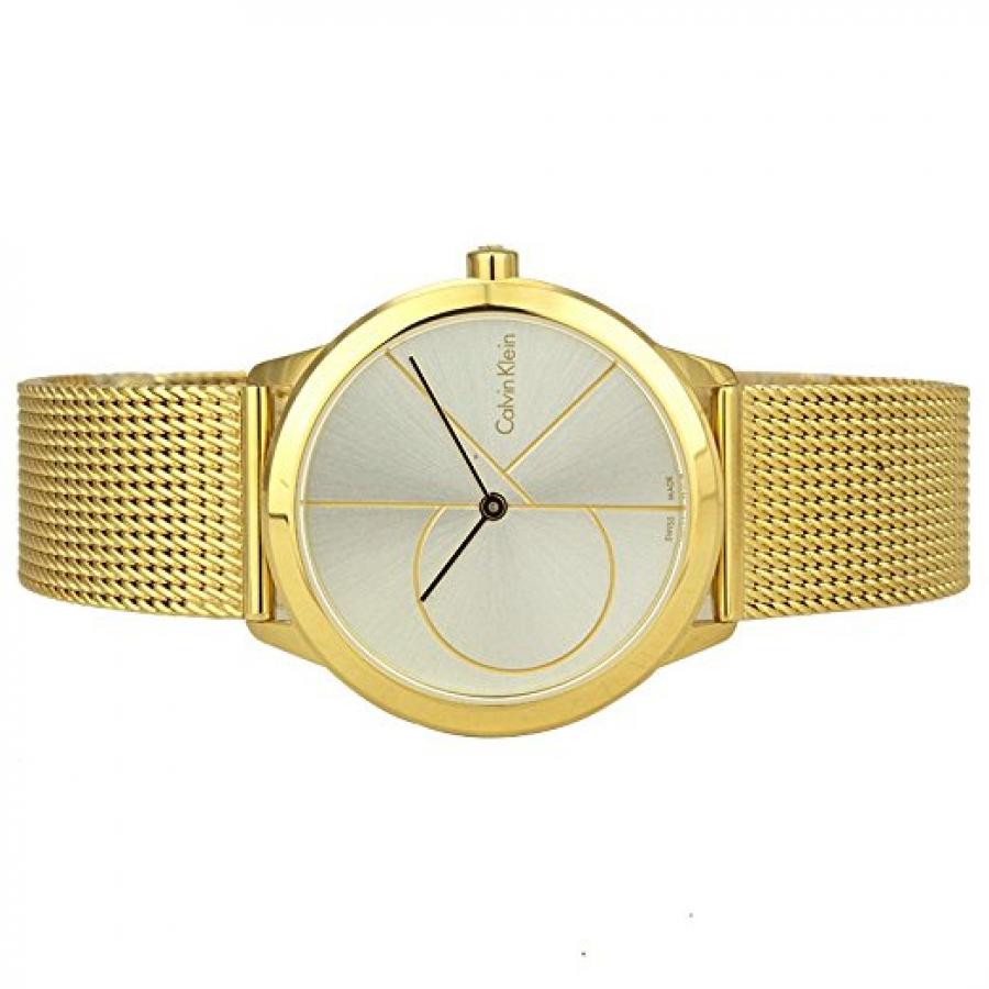  Shop Authentic Calvin Klein Minimal Silver Dial Gold Mesh Bracelet Watch for Women - K3M22526 - Luxxuri