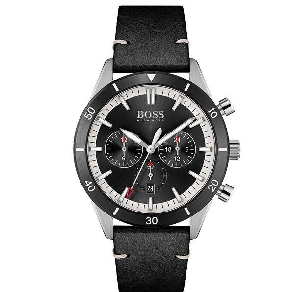  Shop Authentic Hugo Boss Chronograph Black Dial Black Leather Strap Watch for Men - 1513864 - Luxxuri
