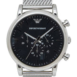  Shop Authentic Emporio Armani Classic Chronograph Black Dial Silver Mesh Bracelet Watch For Men - AR1808 - Luxxuri
