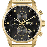 Shop Authentic Hugo Boss Skymaster Black Dial Gold Mesh Bracelet Watch for Men - 1513838 - Luxxuri