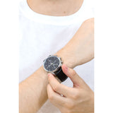  Shop Authentic Hugo Boss Skymaster Black Dial Black Leather Strap Watch for Men - 1513782 - Luxxuri