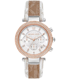  Shop Authentic Michael Kors Parker Chronograph White Dial Two Tone Leather Strap Watch For Women - MK6950 - Luxxuri