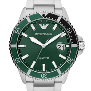  Shop Authentic Emporio Armani Three Hand Green Dial Silver Steel Strap Watch For Men - AR11338 - Luxxuri