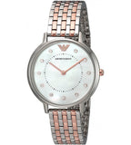  Shop Authentic Emporio Armani Gianni T Bar Mother of Pearl Dial Two Tone Steel Strap Watch For Women - AR2508 - Luxxuri