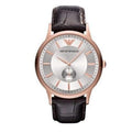  Shop Authentic Emporio Armani Classic Analog Silver Dial Brown Leather Strap Watch For Men - AR9101 - Luxxuri