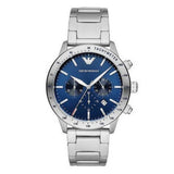  Shop Authentic Emporio Armani Mario Chronograph Blue Dial Silver Steel Strap Watch For Men - AR11306 - Luxxuri