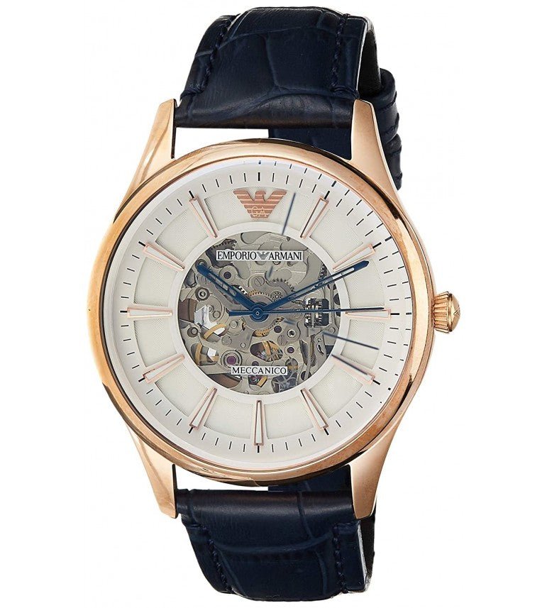  Shop Authentic Emporio Armani Meccanico Automatic White Dial Blue Leather Strap Watch For Men - AR1947 - Luxxuri