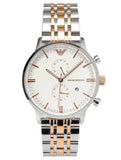  Shop Authentic Emporio Armani Chronograph White Dial Two Tone Steel Strap Watch For Men - AR0399 - Luxxuri