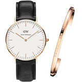  Shop Authentic Daniel Wellington Classic Sheffield White Dial Black Leather Strap Watch for Women - DW00100036 - Luxxuri