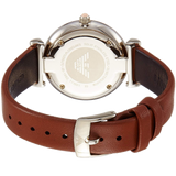  Shop Authentic Emporio Armani Gianni T Bar Quartz Pink Mother of Pearl Dial Brown Leather Strap Watch For Women - AR1960 - Luxxuri