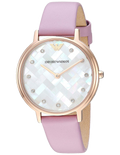 Emporio Armani Kappa Mother Of Pearl White Dial Pink Leather Strap Watch For Women - AR11130