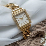  Shop Authentic Guess Vanity Diamonds Silver Dial Gold Steel Strap Watch for Women - W1030L2 - Luxxuri