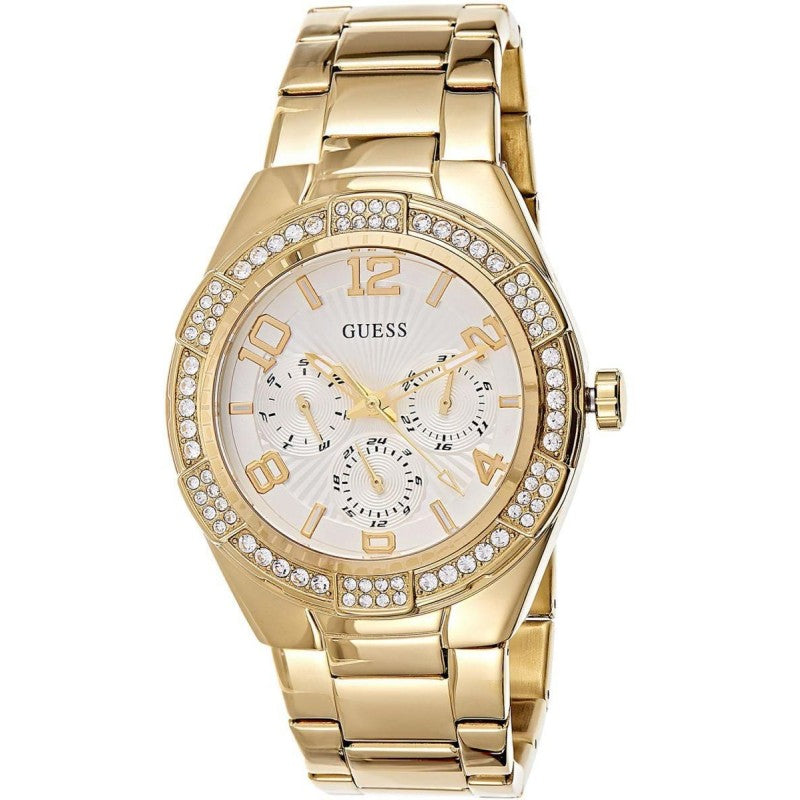  Shop Authentic Guess Luna Diamonds White Dial Gold Steel Strap Watch for Women - W0729L2 - Luxxuri