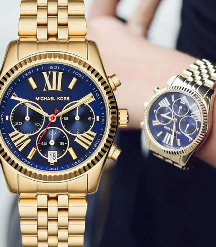  Shop Authentic Michael Kors Lexington Chronograph Blue Dial Gold Steel Strap Watch For Women - MK6206 - Luxxuri