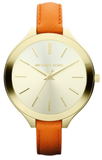  Shop Authentic Michael Kors Runway Quartz Gold Dial Orange Leather Strap Watch For Women - MK2275 - Luxxuri
