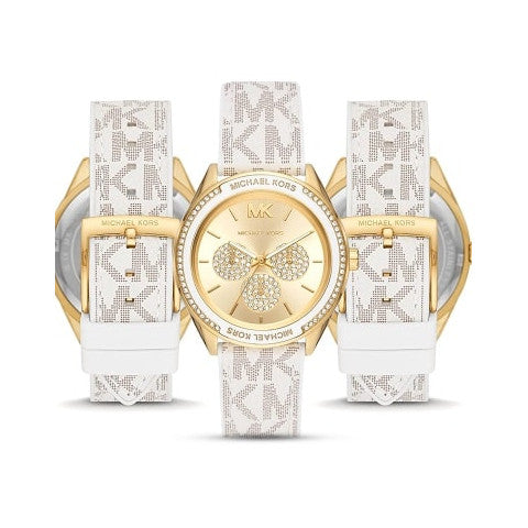  Shop Authentic Michael Kors Jessa Multifunction Gold Dial White Leather Strap Watch For Women - MK7204 - Luxxuri