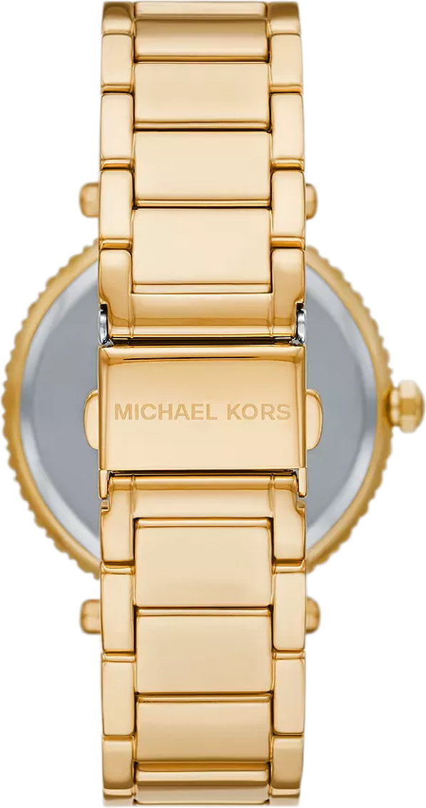 Michael Kors Parker Mother of Pearl White Dial Gold Steel Strap Watch For Women - MK4693