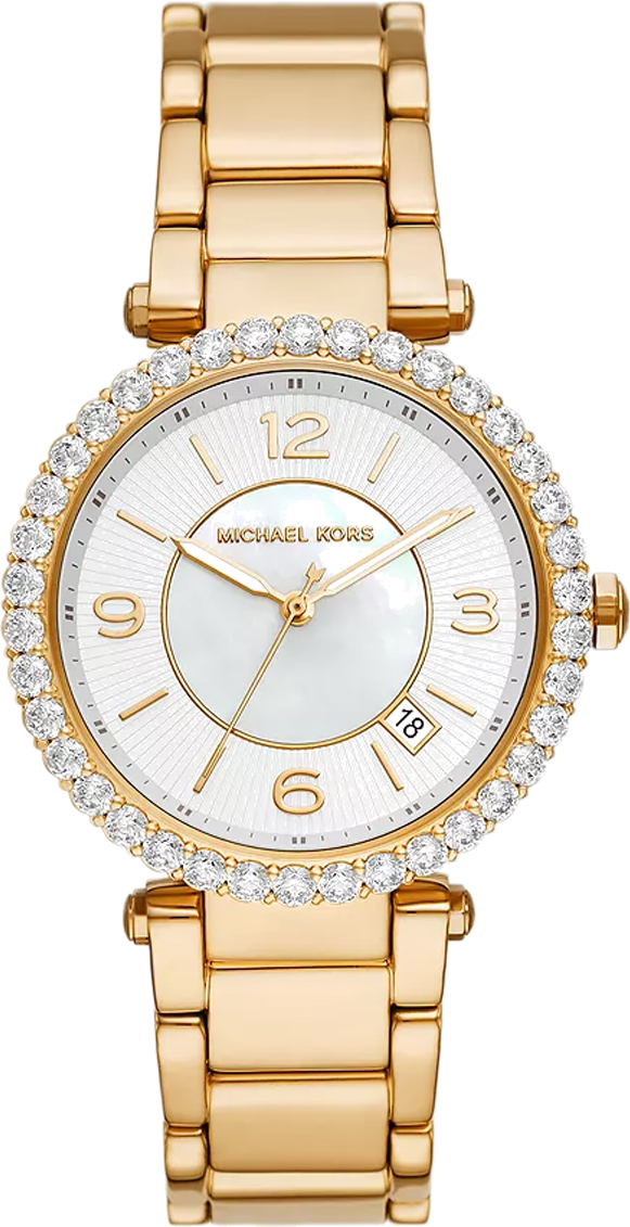  Shop Authentic Michael Kors Parker Mother of Pearl White Dial Gold Steel Strap Watch For Women - MK4693 - Luxxuri