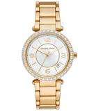  Shop Authentic Michael Kors Parker Mother of Pearl White Dial Gold Steel Strap Watch For Women - MK4693 - Luxxuri