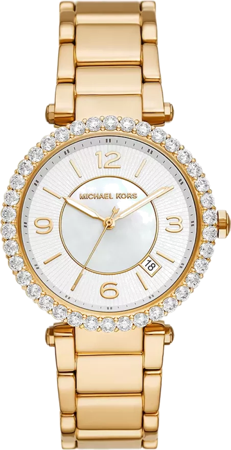  Shop Authentic Michael Kors Parker Mother of Pearl White Dial Gold Steel Strap Watch For Women - MK4693 - Luxxuri
