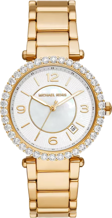  Shop Authentic Michael Kors Parker Mother of Pearl White Dial Gold Steel Strap Watch For Women - MK4693 - Luxxuri
