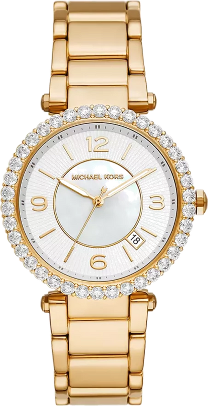  Shop Authentic Michael Kors Parker Mother of Pearl White Dial Gold Steel Strap Watch For Women - MK4693 - Luxxuri
